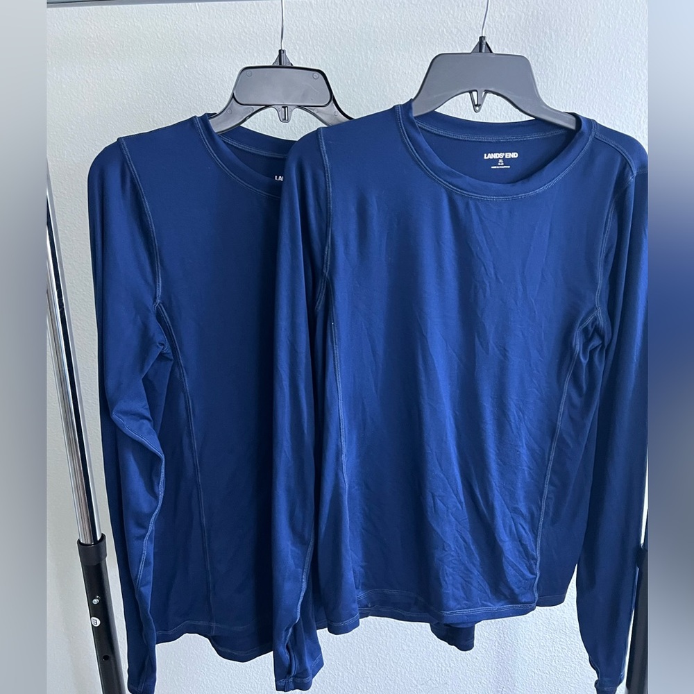 Lands End Thermaskin Heat Crew - Men’s size S or boys size XL 18-20 navy
